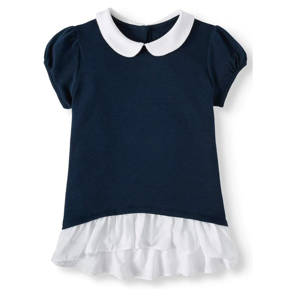 NWT Nautica Girls' School Uniform Layered Look Tunic Top - Navy - Size 4